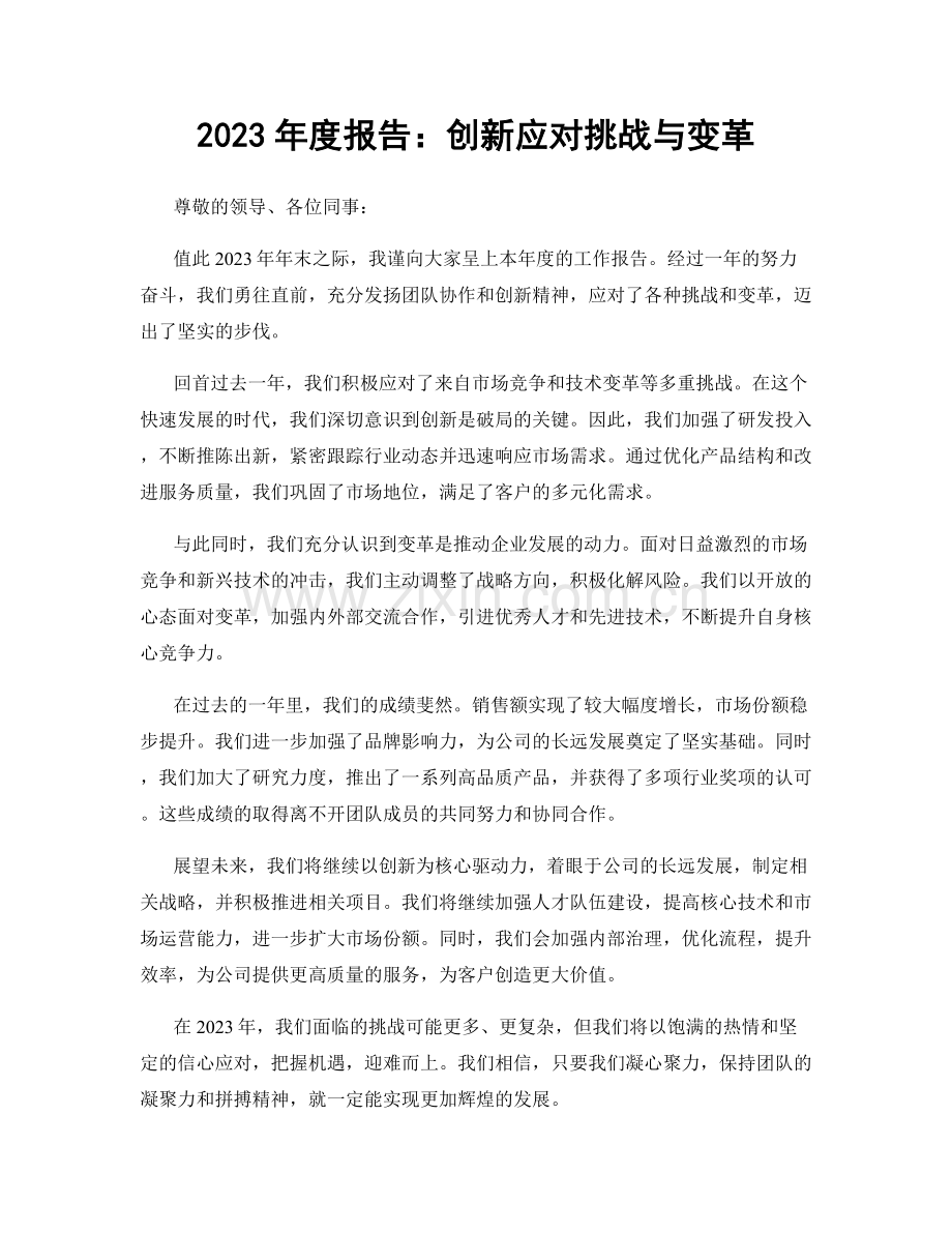 2023年度报告：创新应对挑战与变革.docx_第1页