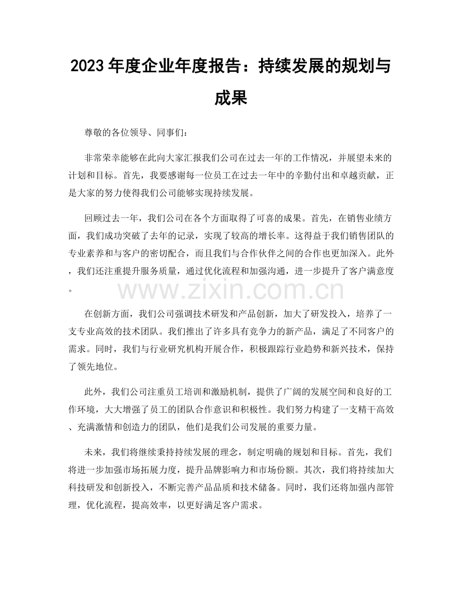 2023年度企业年度报告：持续发展的规划与成果.docx_第1页