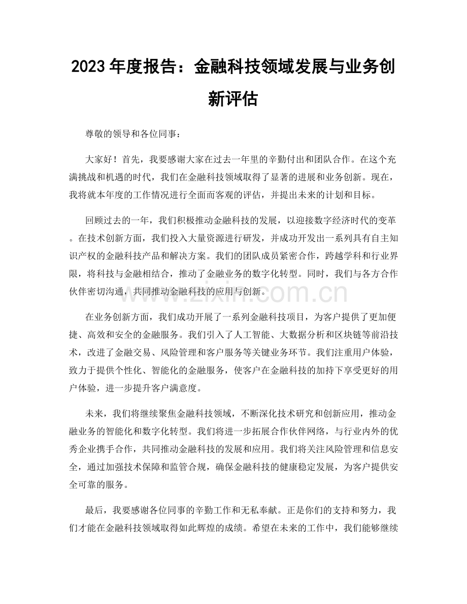 2023年度报告：金融科技领域发展与业务创新评估.docx_第1页