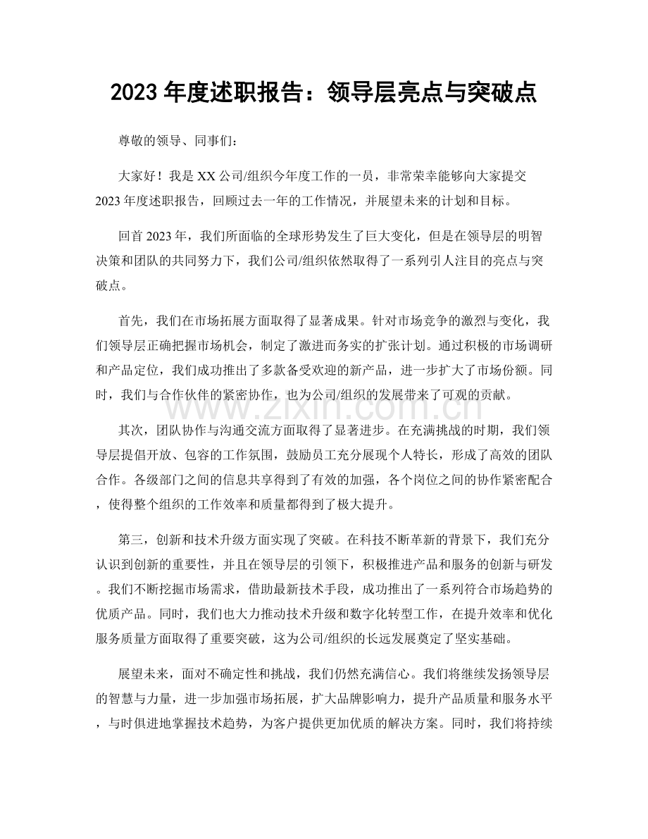 2023年度述职报告：领导层亮点与突破点.docx_第1页