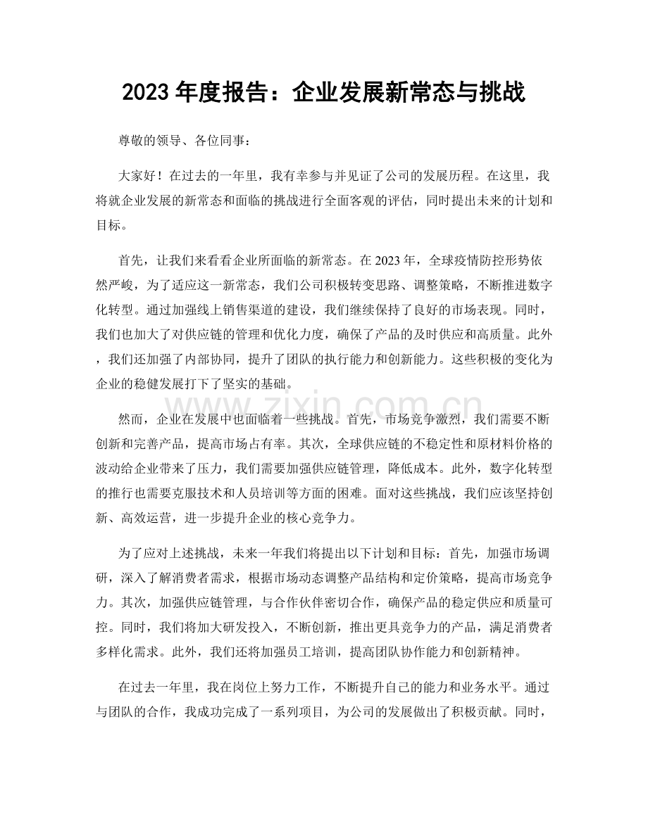 2023年度报告：企业发展新常态与挑战.docx_第1页