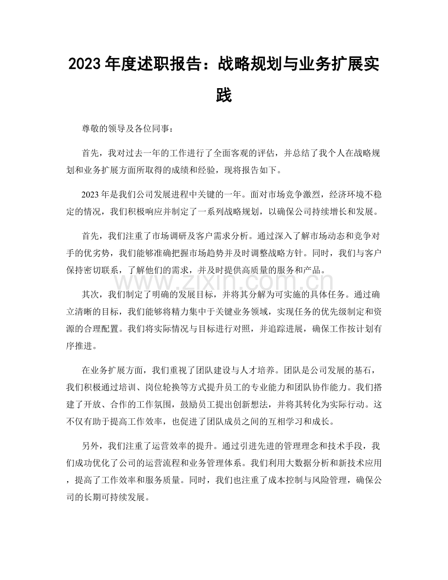 2023年度述职报告：战略规划与业务扩展实践.docx_第1页