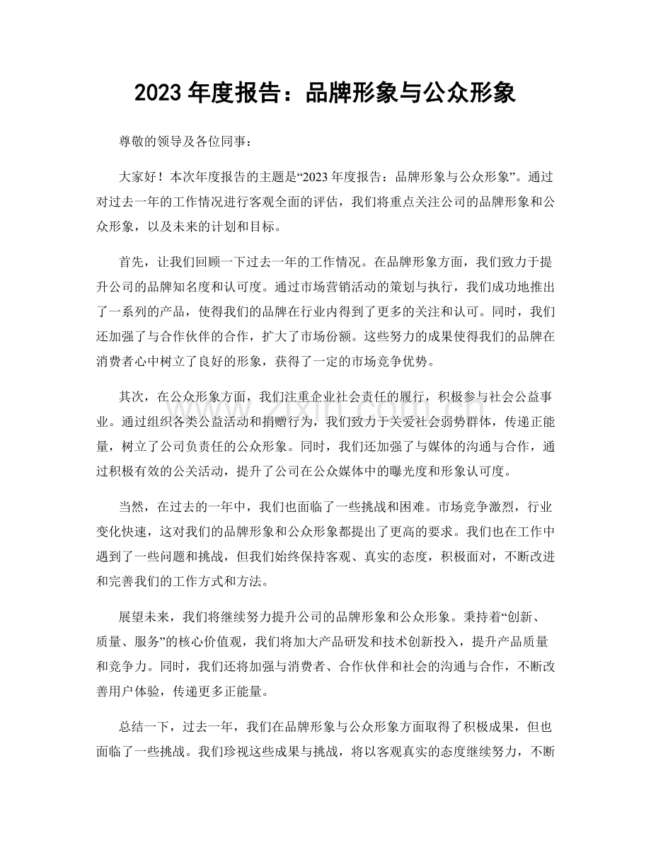 2023年度报告：品牌形象与公众形象.docx_第1页