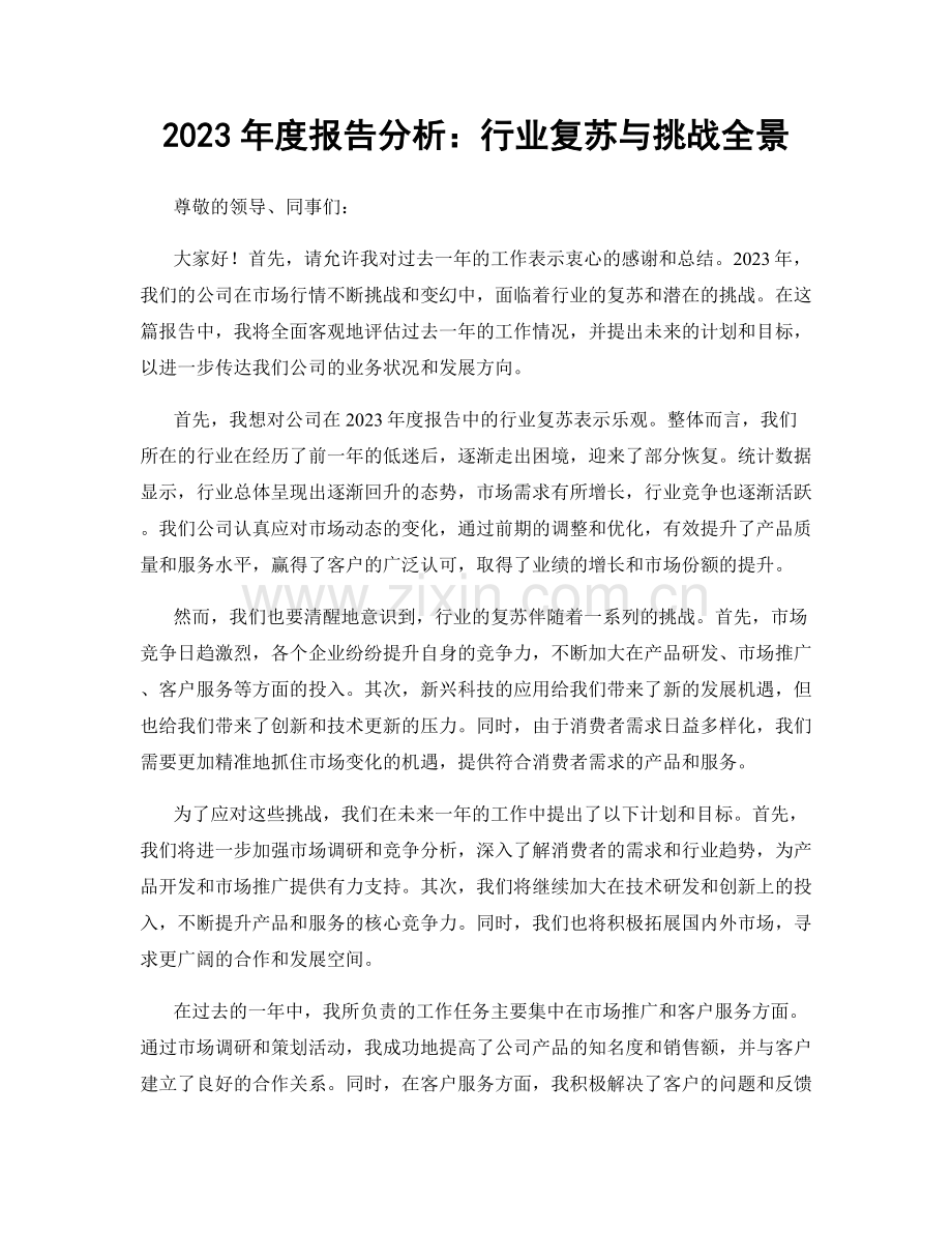 2023年度报告分析：行业复苏与挑战全景.docx_第1页