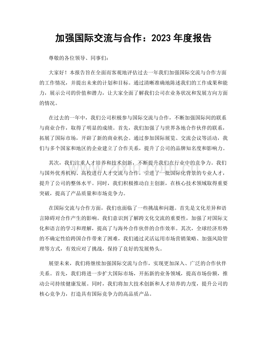 加强国际交流与合作：2023年度报告.docx_第1页