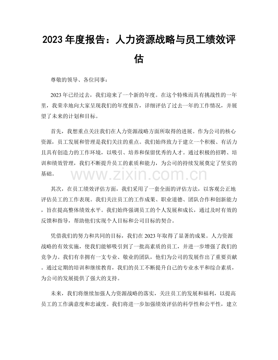 2023年度报告：人力资源战略与员工绩效评估.docx_第1页