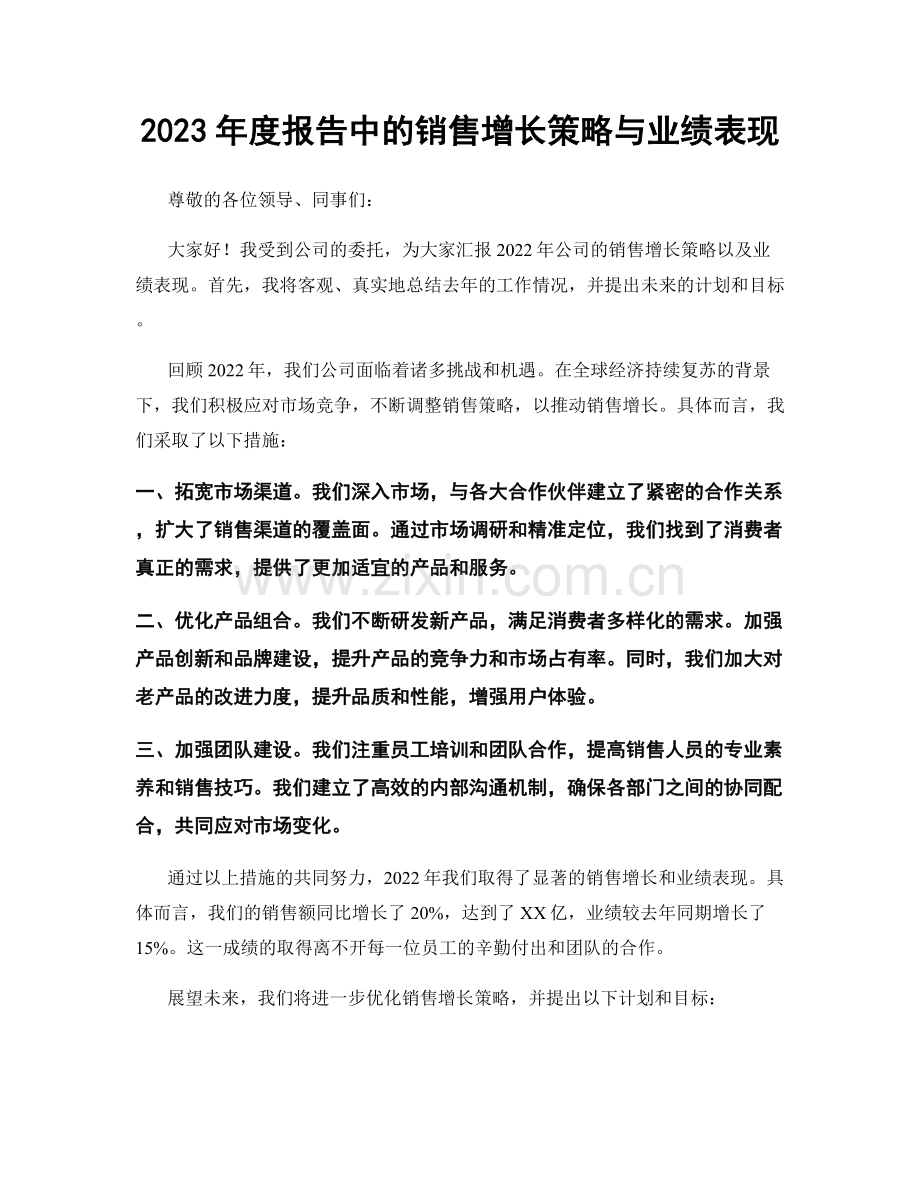 2023年度报告中的销售增长策略与业绩表现.docx_第1页