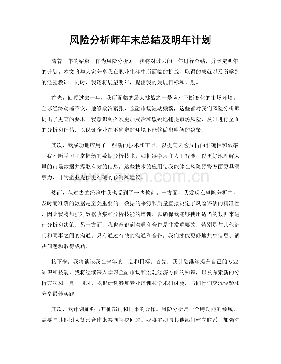 风险分析师年末总结及明年计划.docx_第1页