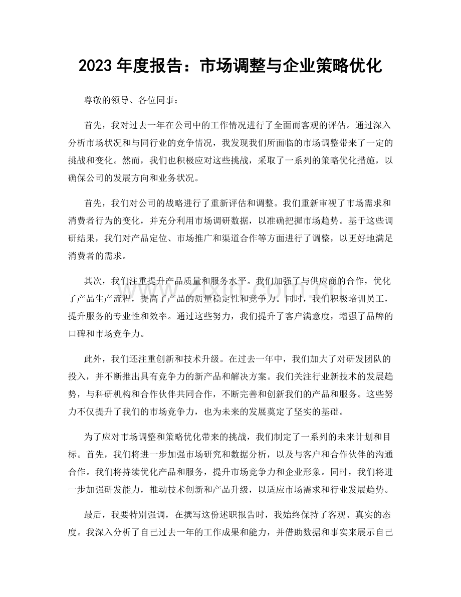 2023年度报告：市场调整与企业策略优化.docx_第1页