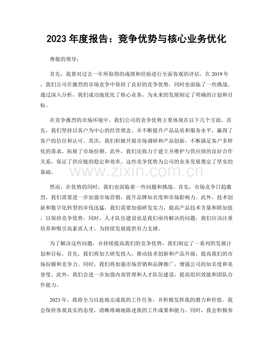 2023年度报告：竞争优势与核心业务优化.docx_第1页