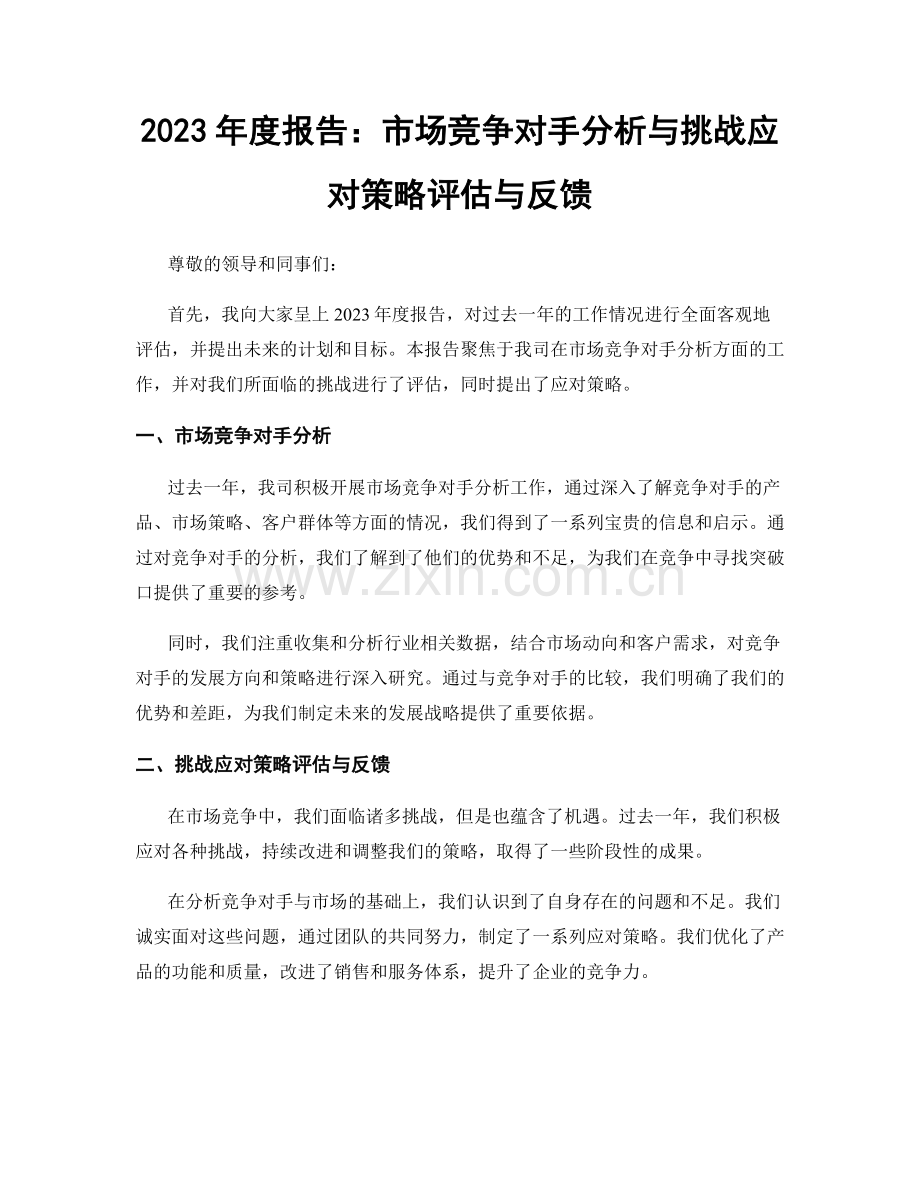 2023年度报告：市场竞争对手分析与挑战应对策略评估与反馈.docx_第1页