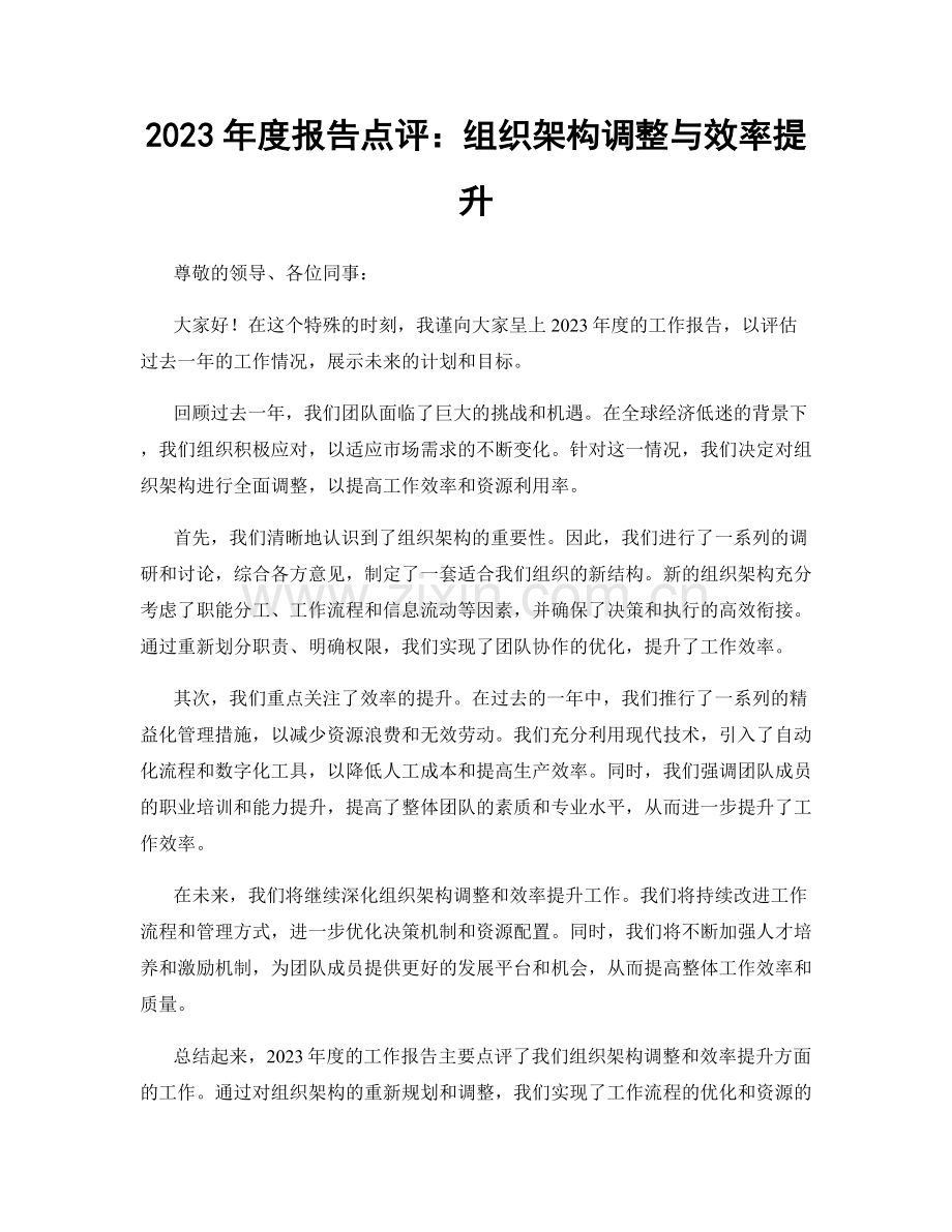 2023年度报告点评：组织架构调整与效率提升.docx_第1页