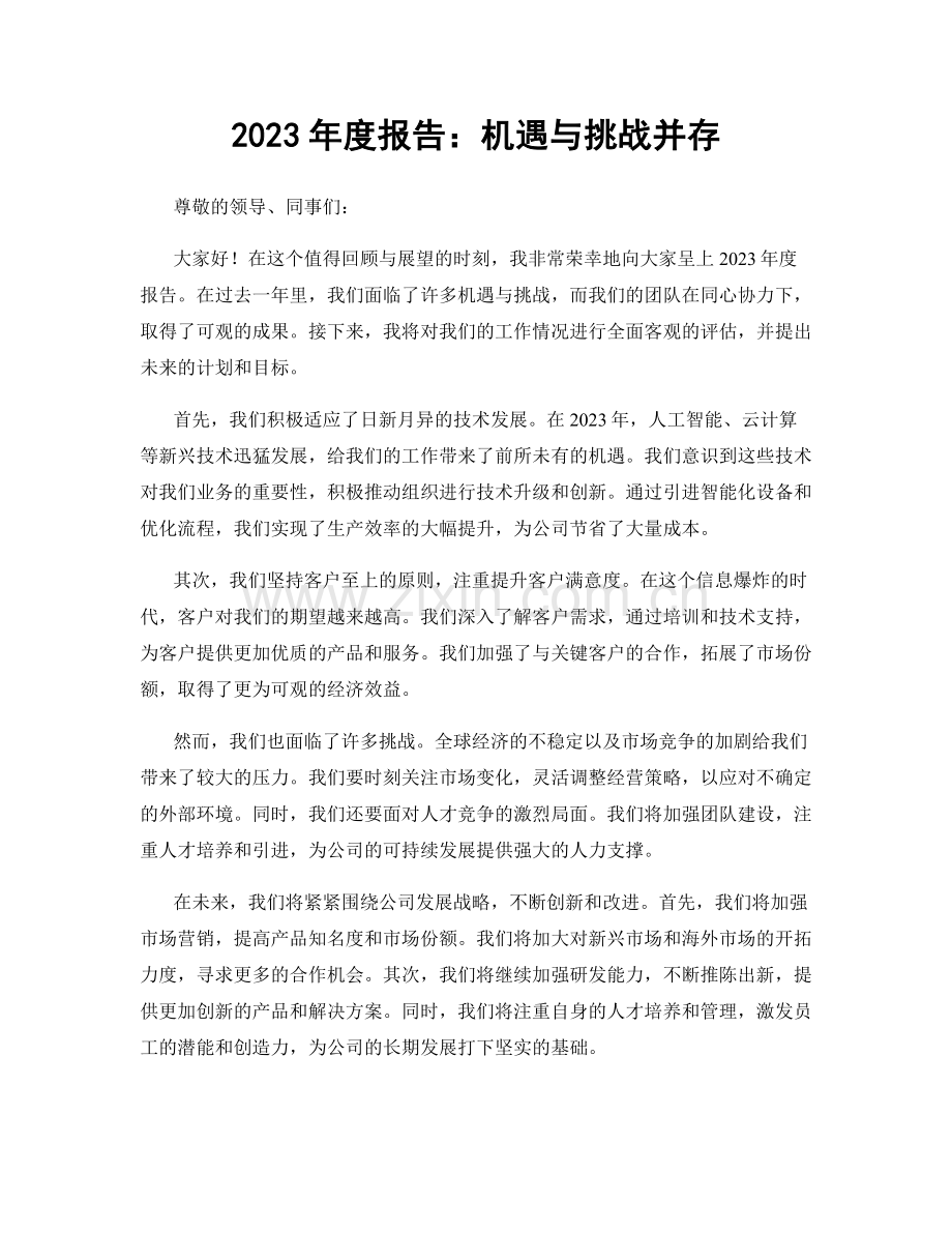 2023年度报告：机遇与挑战并存.docx_第1页