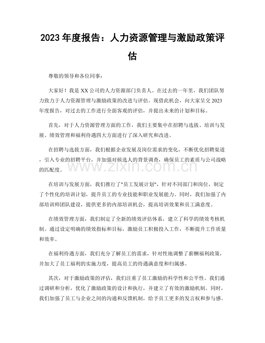 2023年度报告：人力资源管理与激励政策评估.docx_第1页