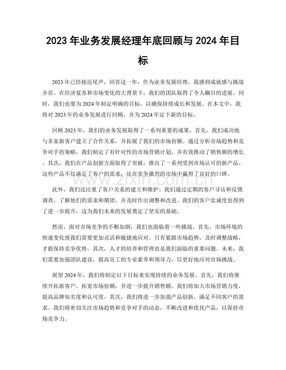 2023年业务发展经理年底回顾与2024年目标.docx_第1页