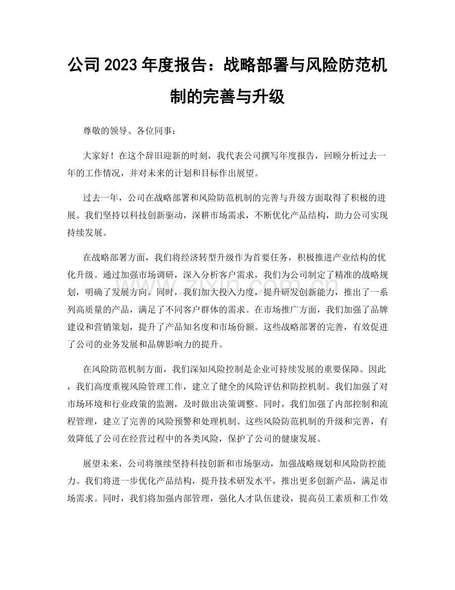 公司2023年度报告：战略部署与风险防范机制的完善与升级.docx_第1页