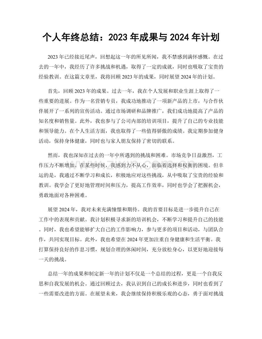 个人年终总结：2023年成果与2024年计划.docx_第1页