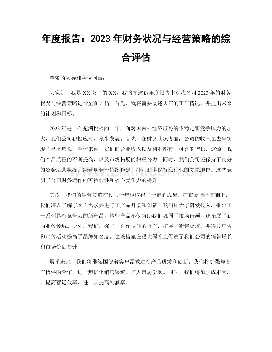 年度报告：2023年财务状况与经营策略的综合评估.docx_第1页