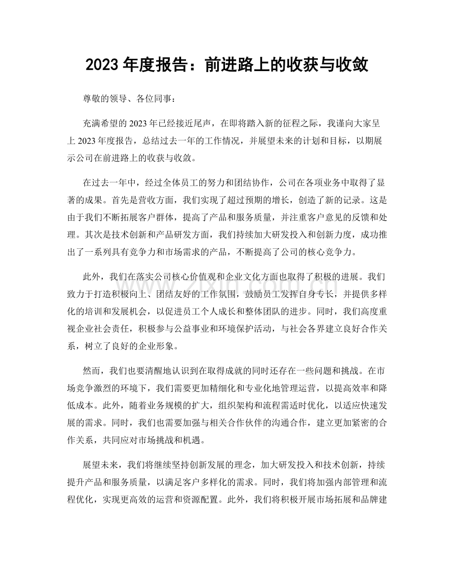 2023年度报告：前进路上的收获与收敛.docx_第1页