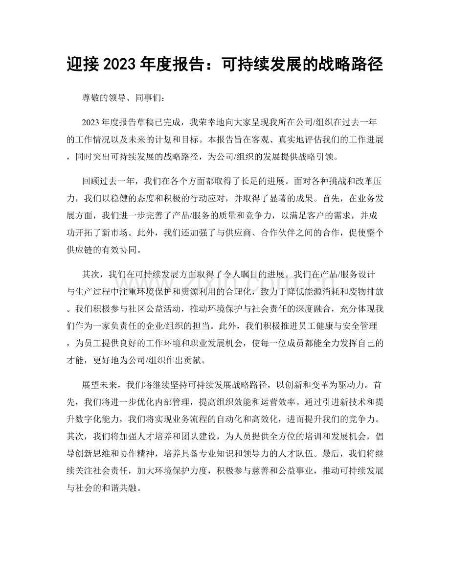 迎接2023年度报告：可持续发展的战略路径.docx_第1页