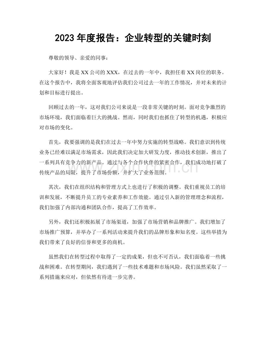 2023年度报告：企业转型的关键时刻.docx_第1页