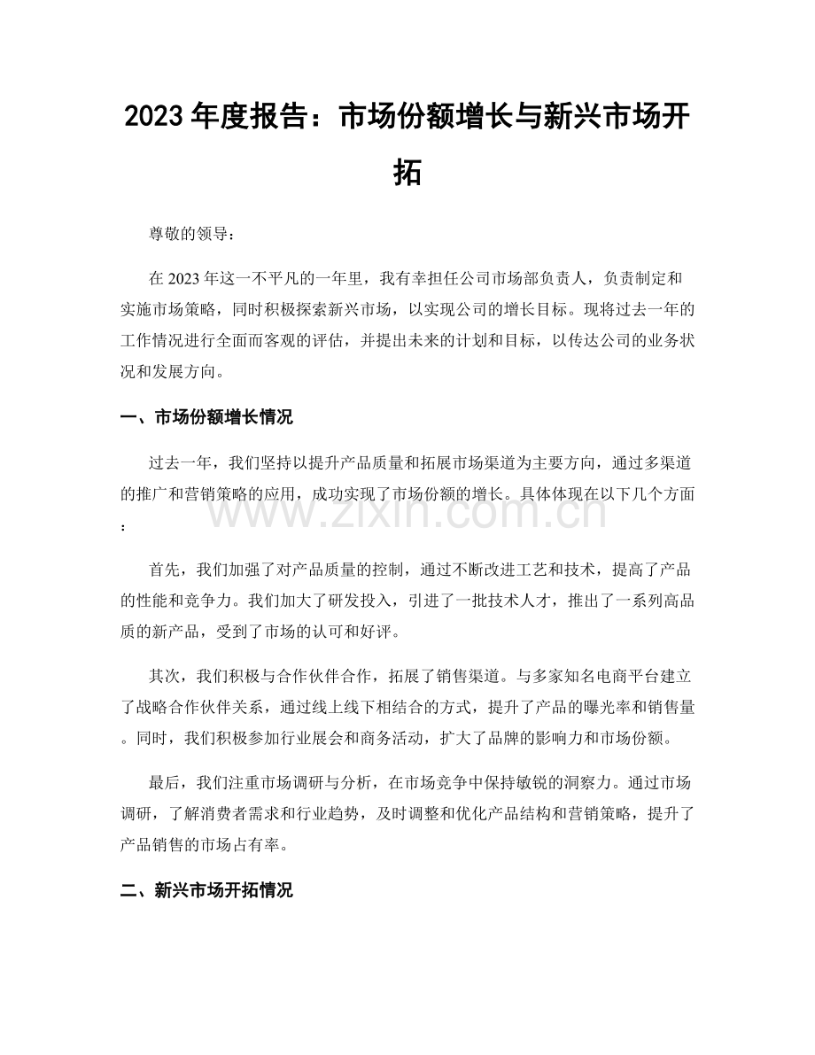 2023年度报告：市场份额增长与新兴市场开拓.docx_第1页