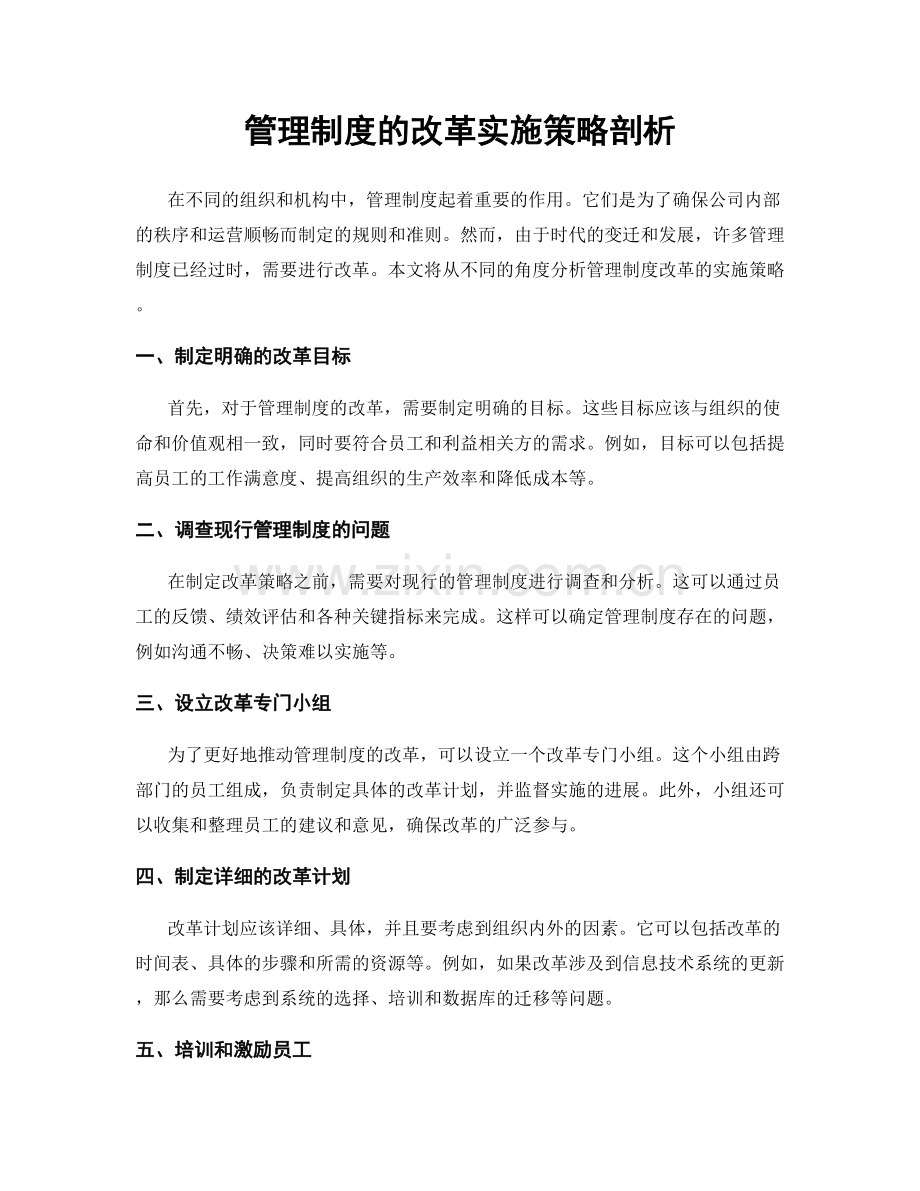 管理制度的改革实施策略剖析.docx_第1页