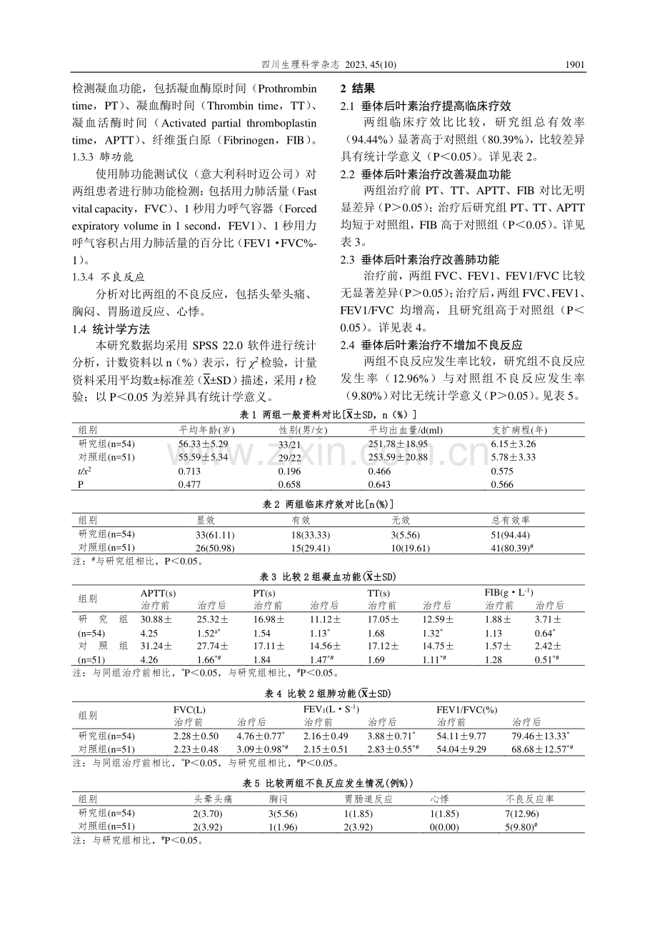 垂体后叶素治疗支气管扩张大咯血患者的临床效果及安全性.pdf_第2页