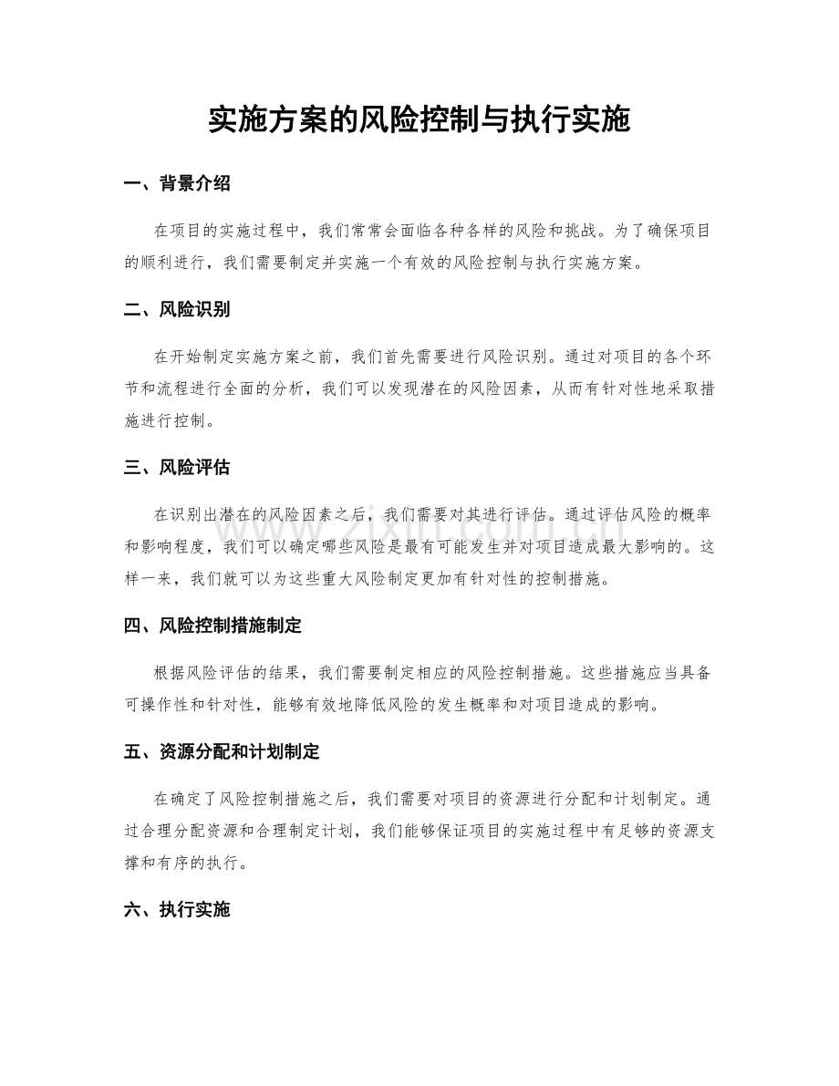 实施方案的风险控制与执行实施.docx_第1页