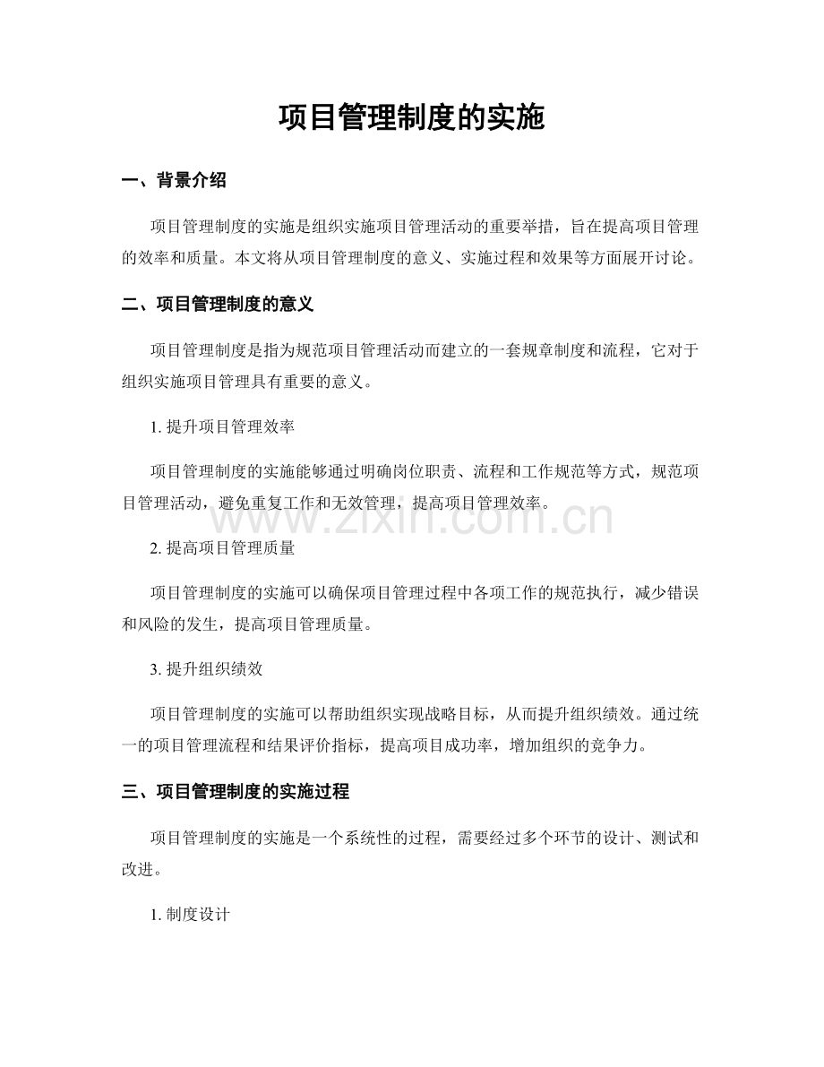 项目管理制度的实施.docx_第1页