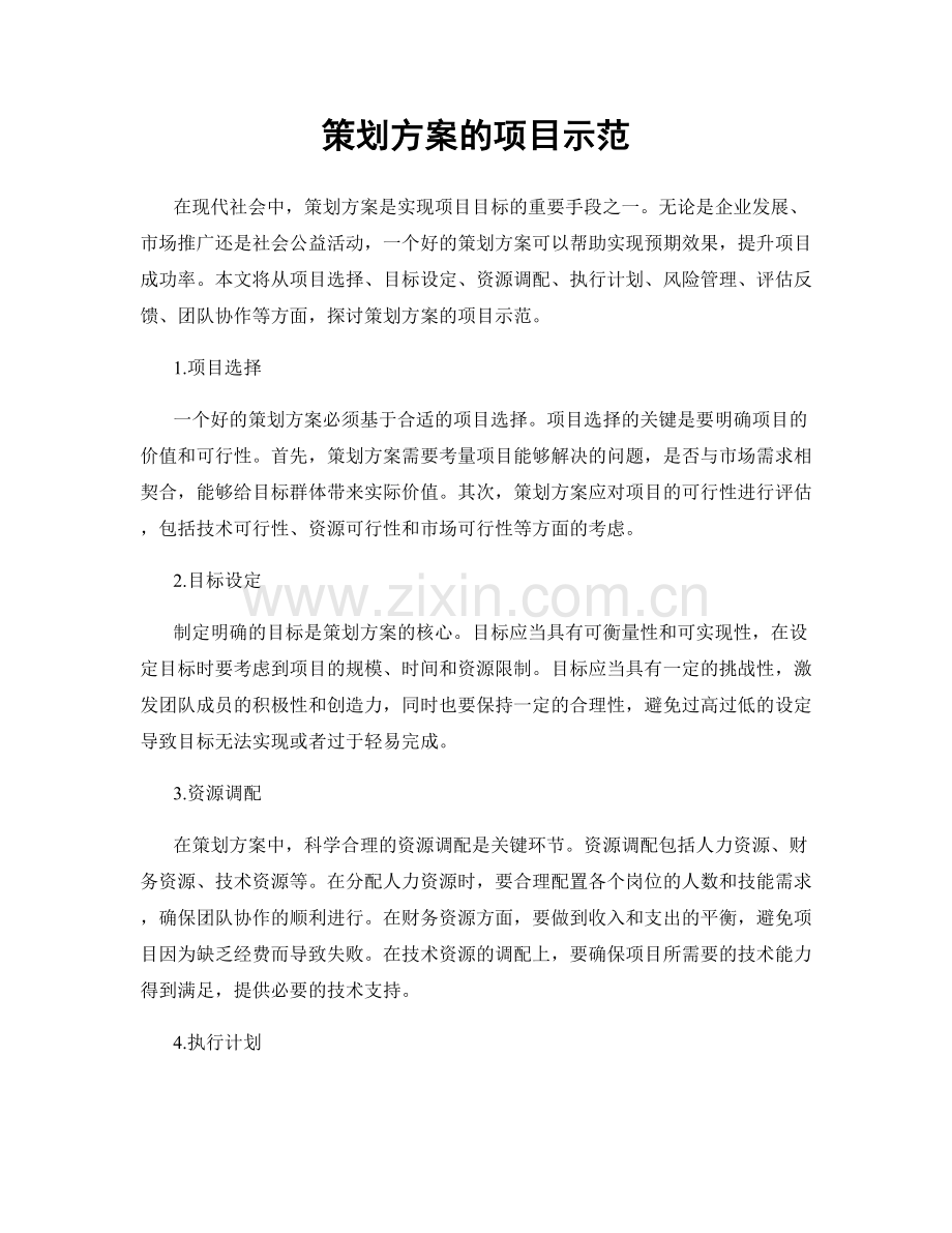 策划方案的项目示范.docx_第1页