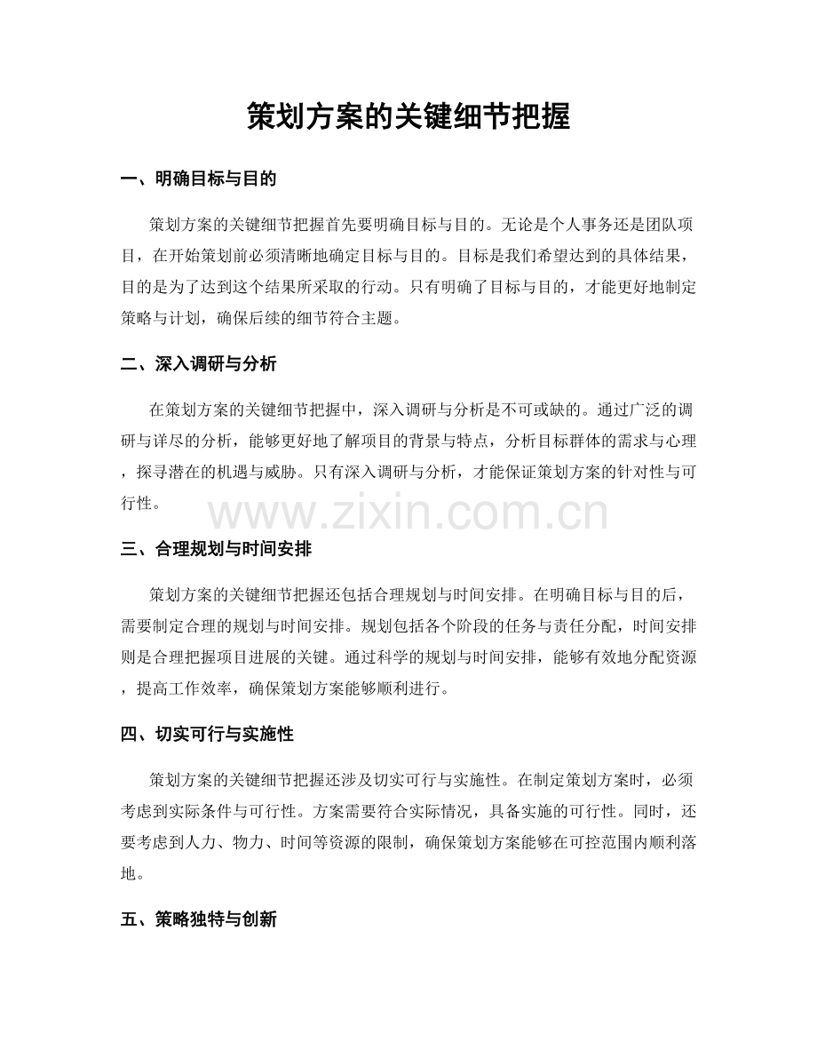 策划方案的关键细节把握.docx_第1页