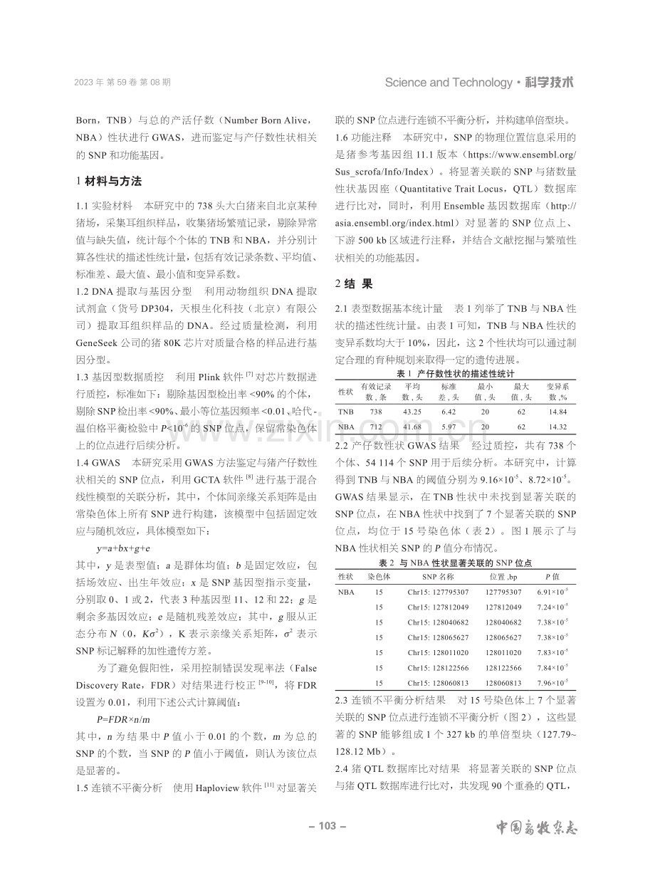 大白猪产仔数性状全基因组关联分析.pdf_第2页