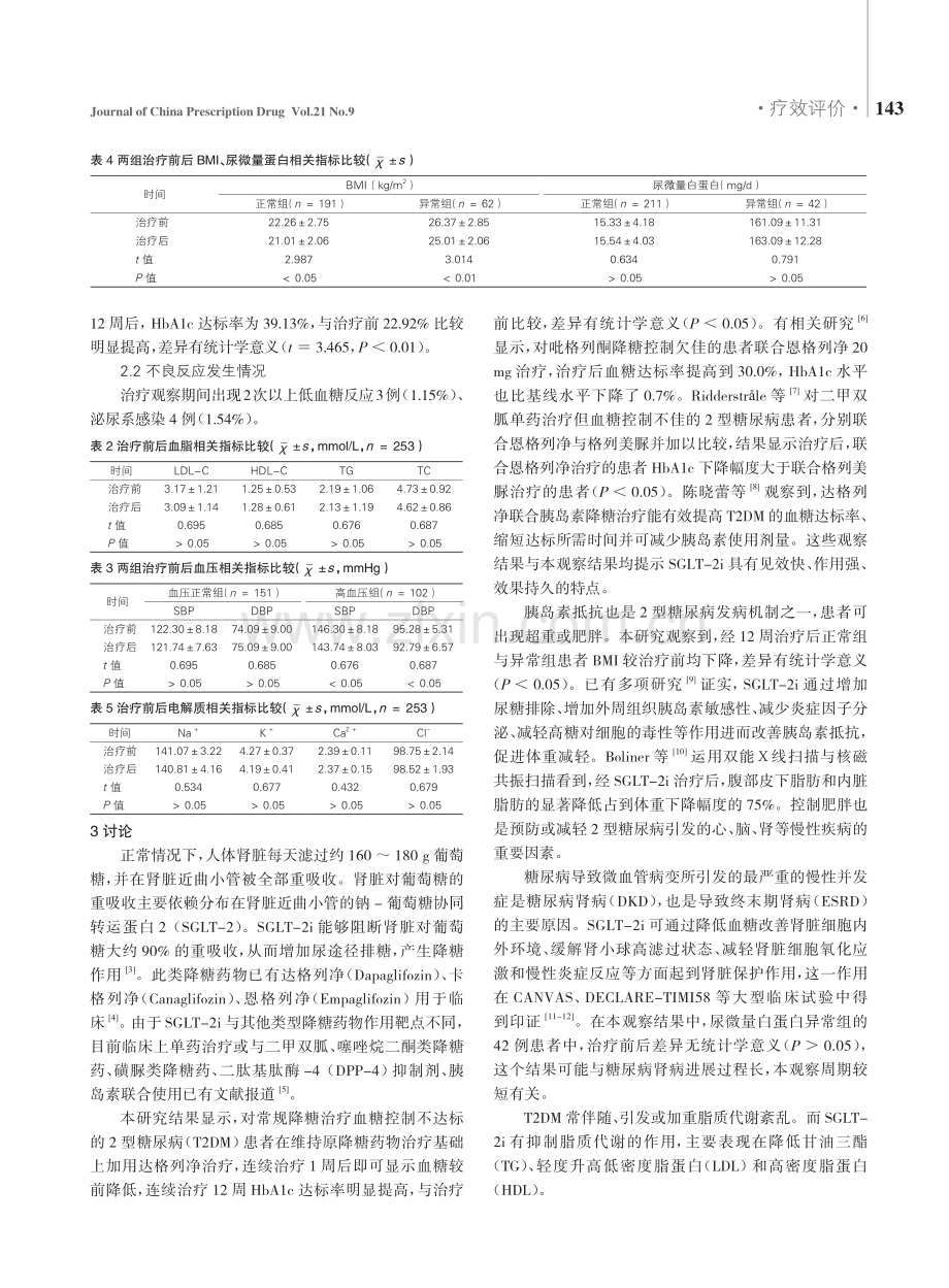 达格列净联合常规降糖药治疗2型糖尿病血糖控制未达标患者的临床观察.pdf_第3页