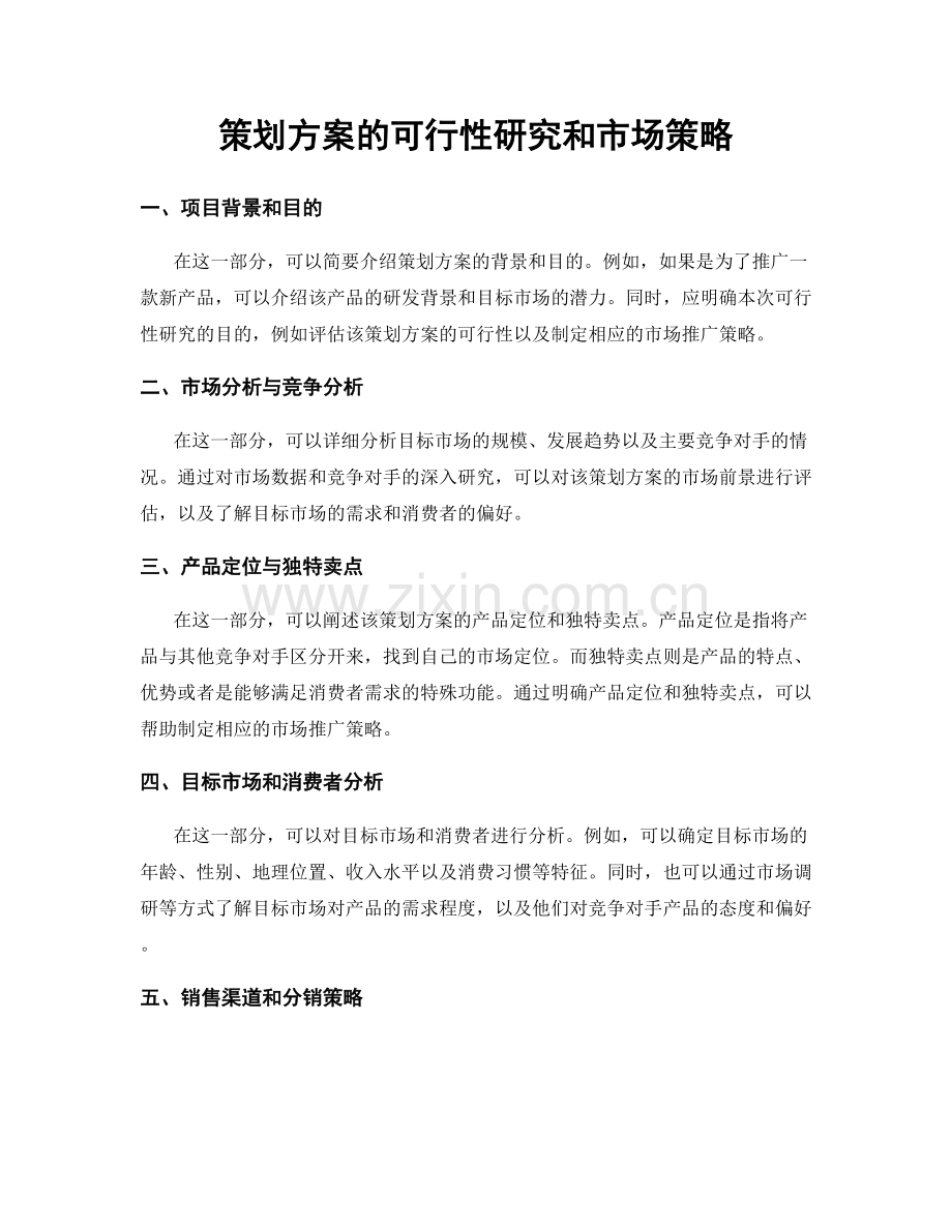 策划方案的可行性研究和市场策略.docx_第1页