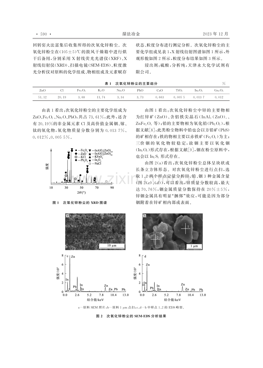 从次氧化锌粉尘中提锌富铟试验研究.pdf_第2页