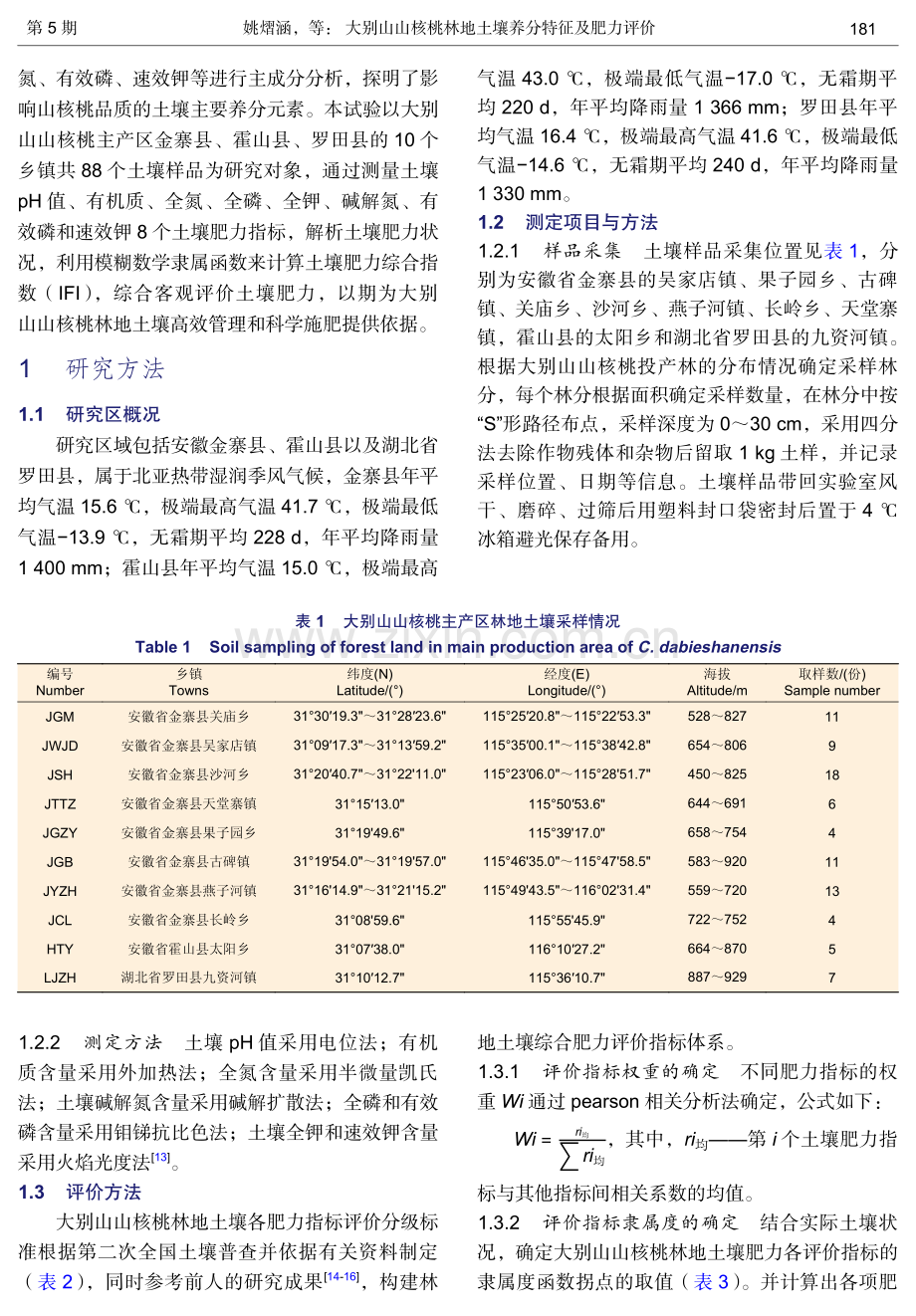 大别山山核桃林地土壤养分特征及肥力评价.pdf_第2页