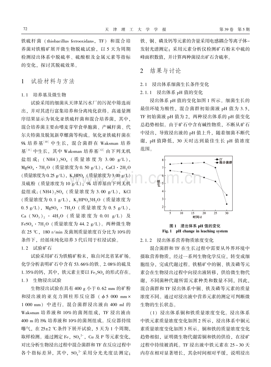 纯菌和混菌对铁精矿柱浸脱硫的影响研究.pdf_第2页