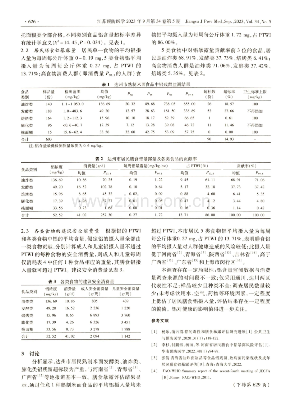 达州市熟制米面食品中膳食铝暴露风险评估.pdf_第2页