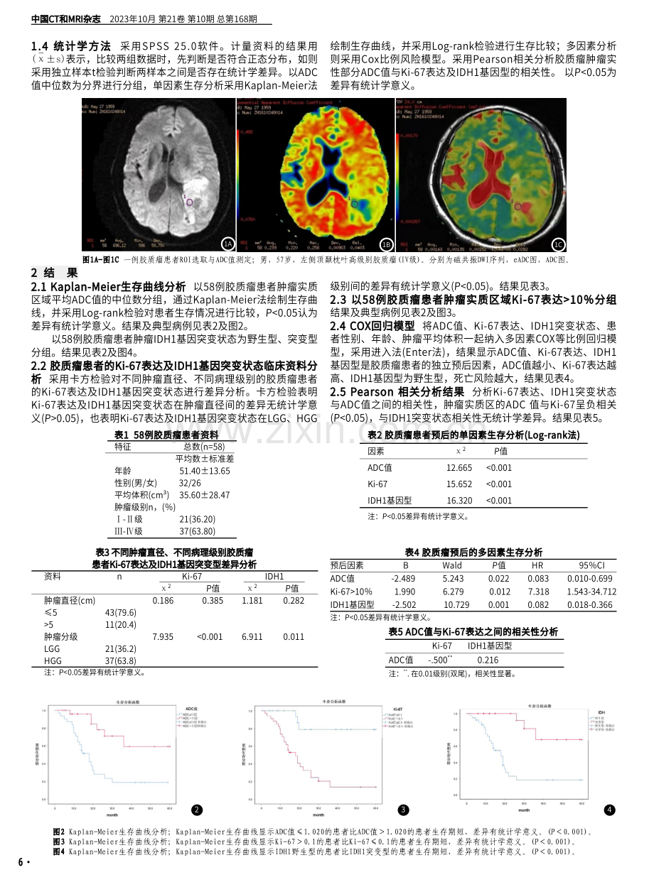 磁共振DWI评估脑胶质瘤预后及其与肿瘤细胞Ki-67表达及IDH1基因型的相关性 (1).pdf_第2页