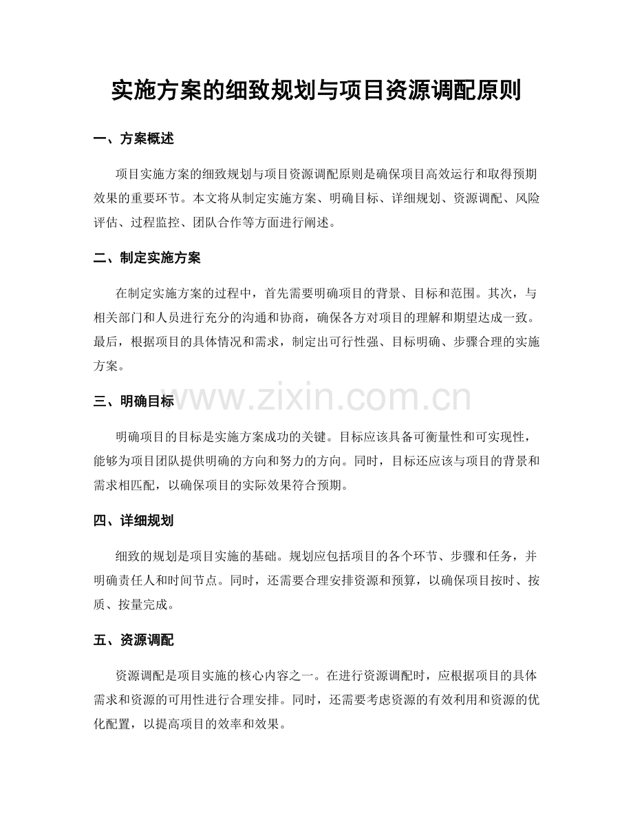 实施方案的细致规划与项目资源调配原则.docx_第1页