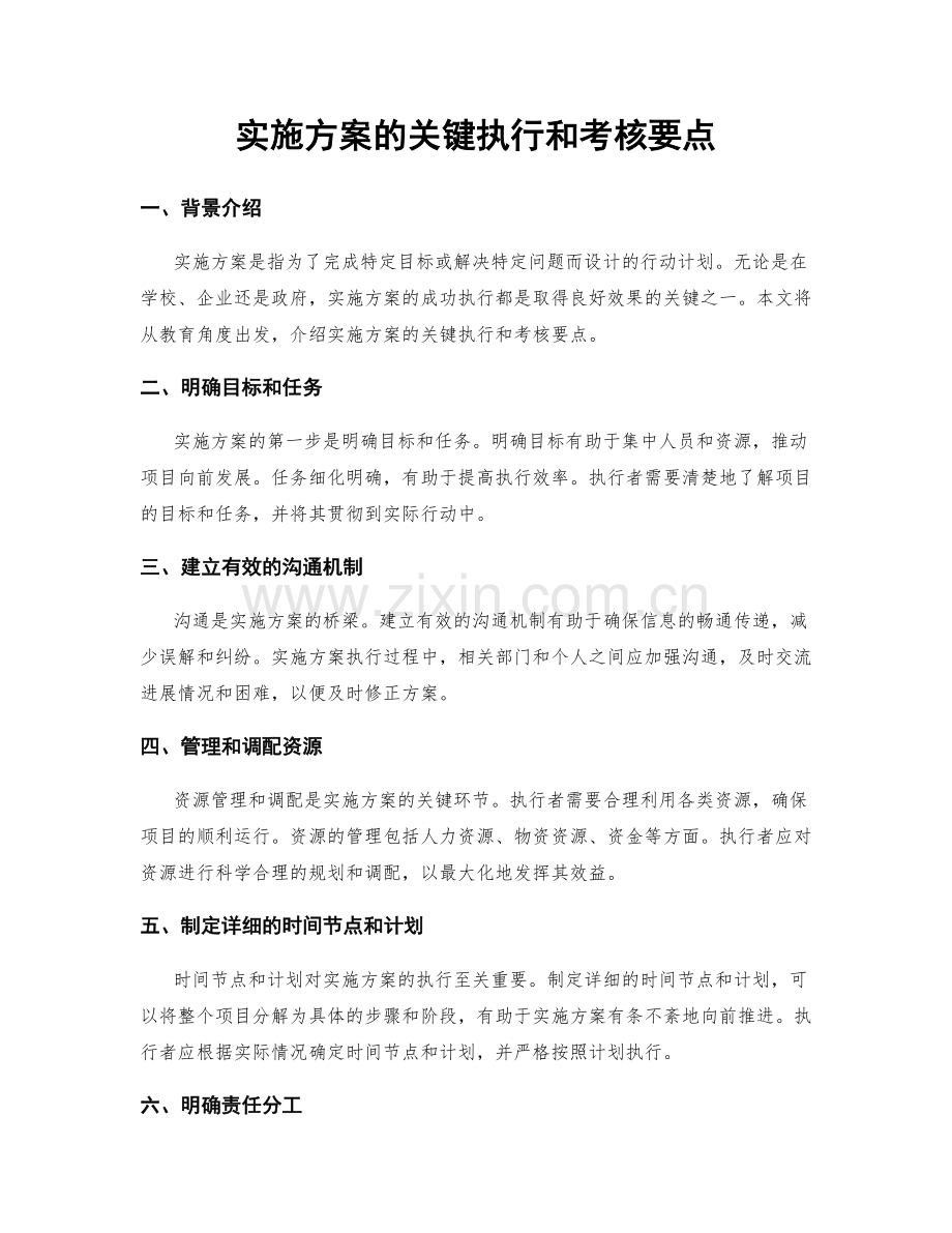 实施方案的关键执行和考核要点.docx_第1页