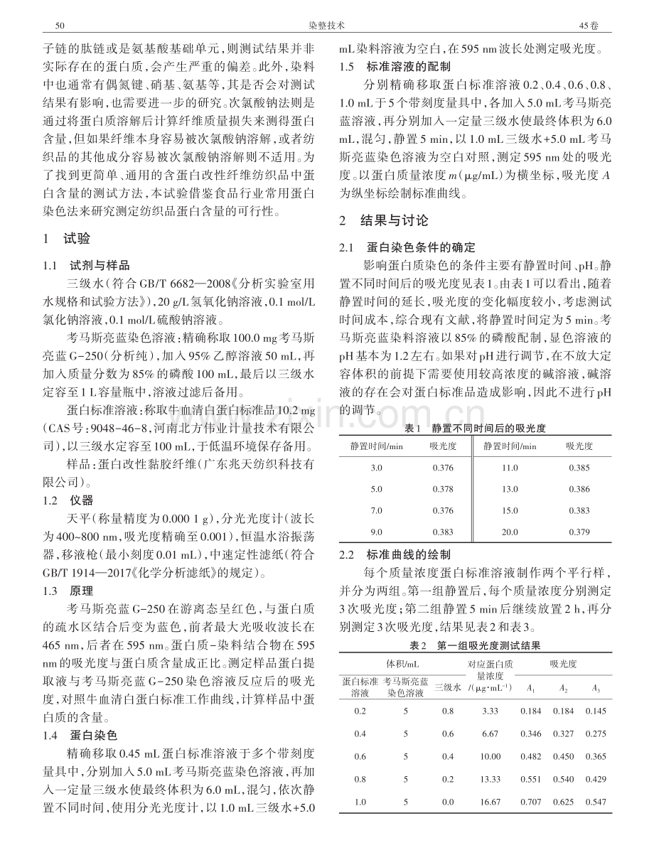 蛋白染色法测定蛋白改性纤维蛋白含量的可行性研究.pdf_第2页