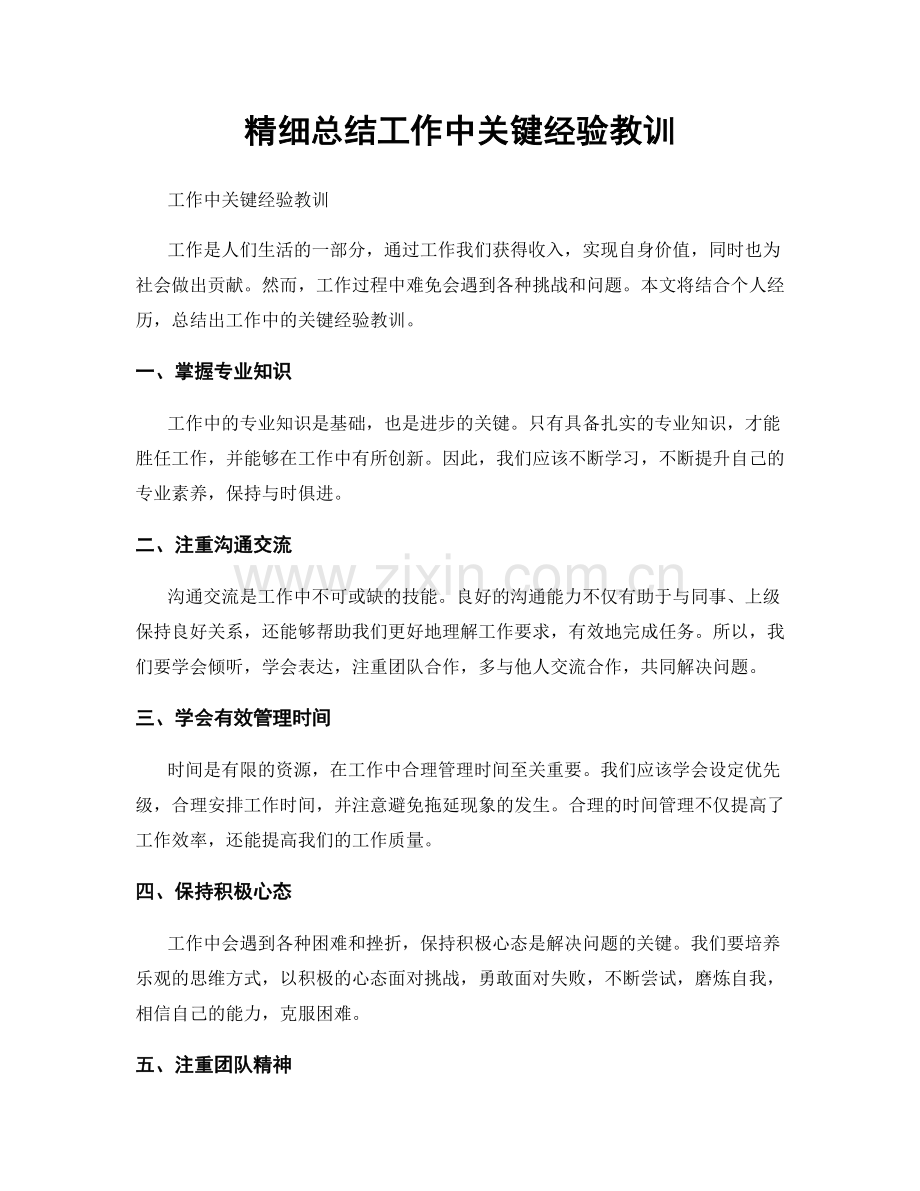 精细总结工作中关键经验教训.docx_第1页