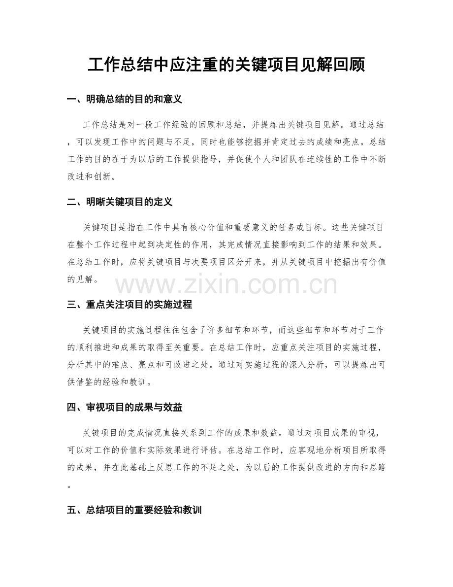 工作总结中应注重的关键项目见解回顾.docx_第1页