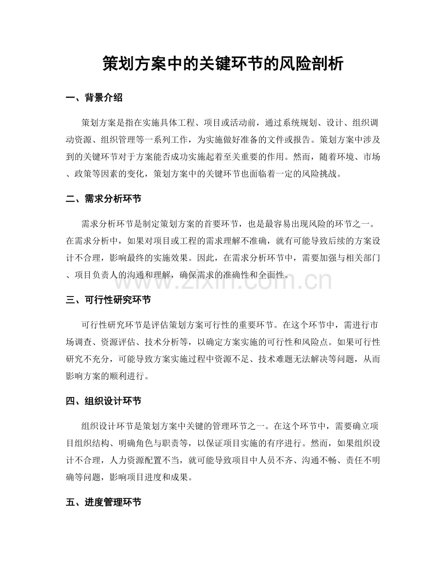 策划方案中的关键环节的风险剖析.docx_第1页