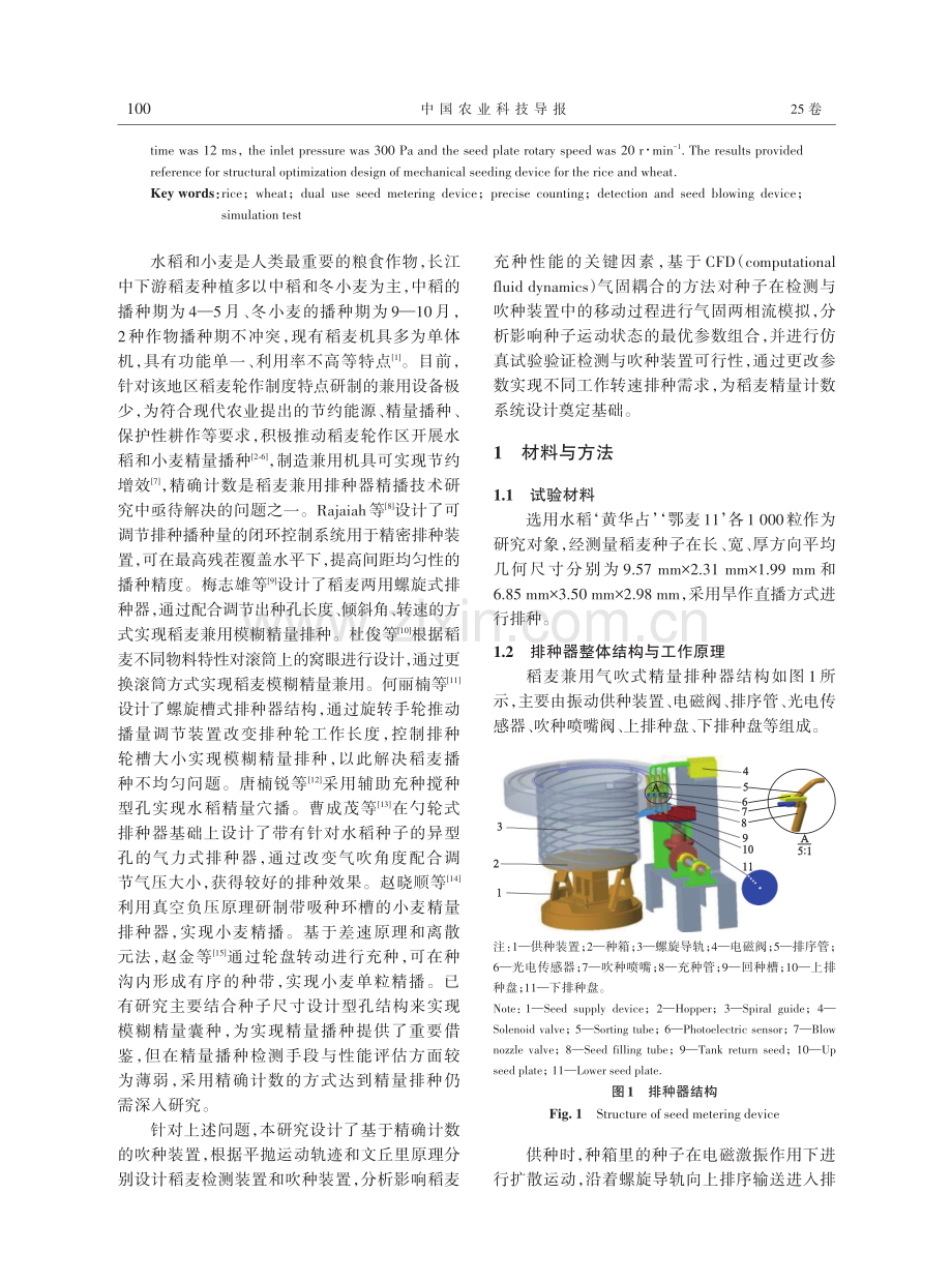 稻麦兼用排种器检测与吹种装置性能模拟与试验.pdf_第2页