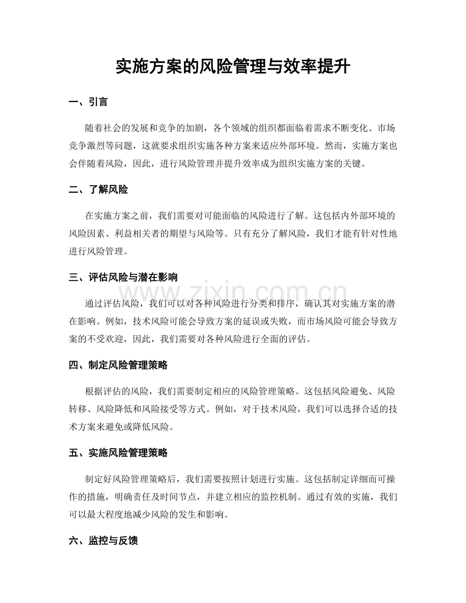 实施方案的风险管理与效率提升.docx_第1页