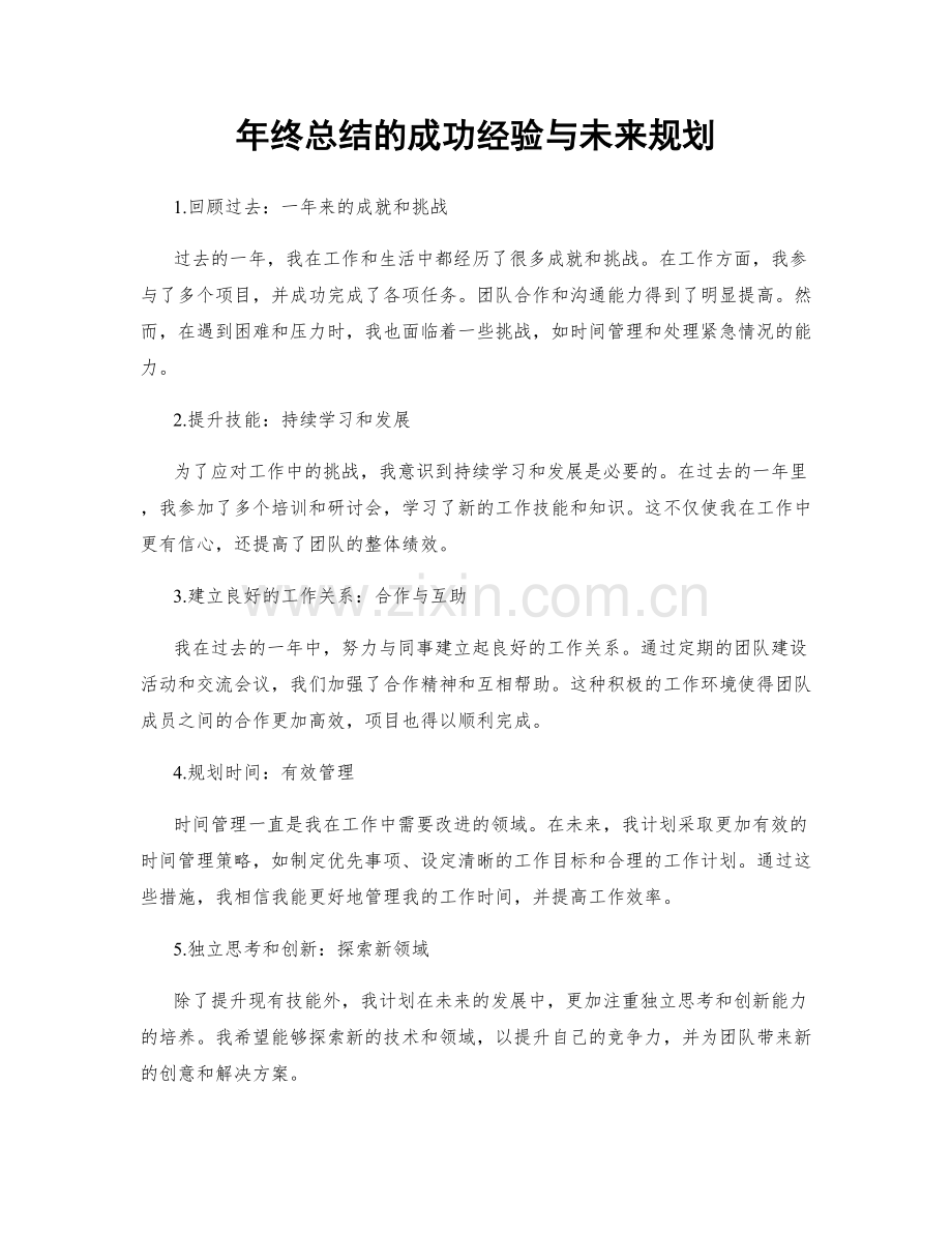 年终总结的成功经验与未来规划.docx_第1页