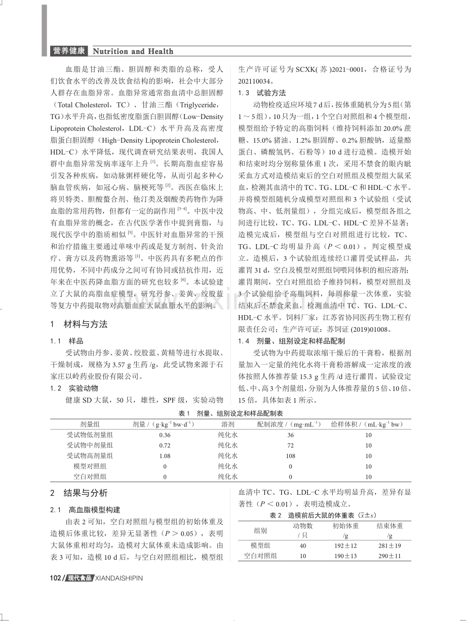 丹参姜黄等中药提取物辅助降血脂功能研究.pdf_第2页